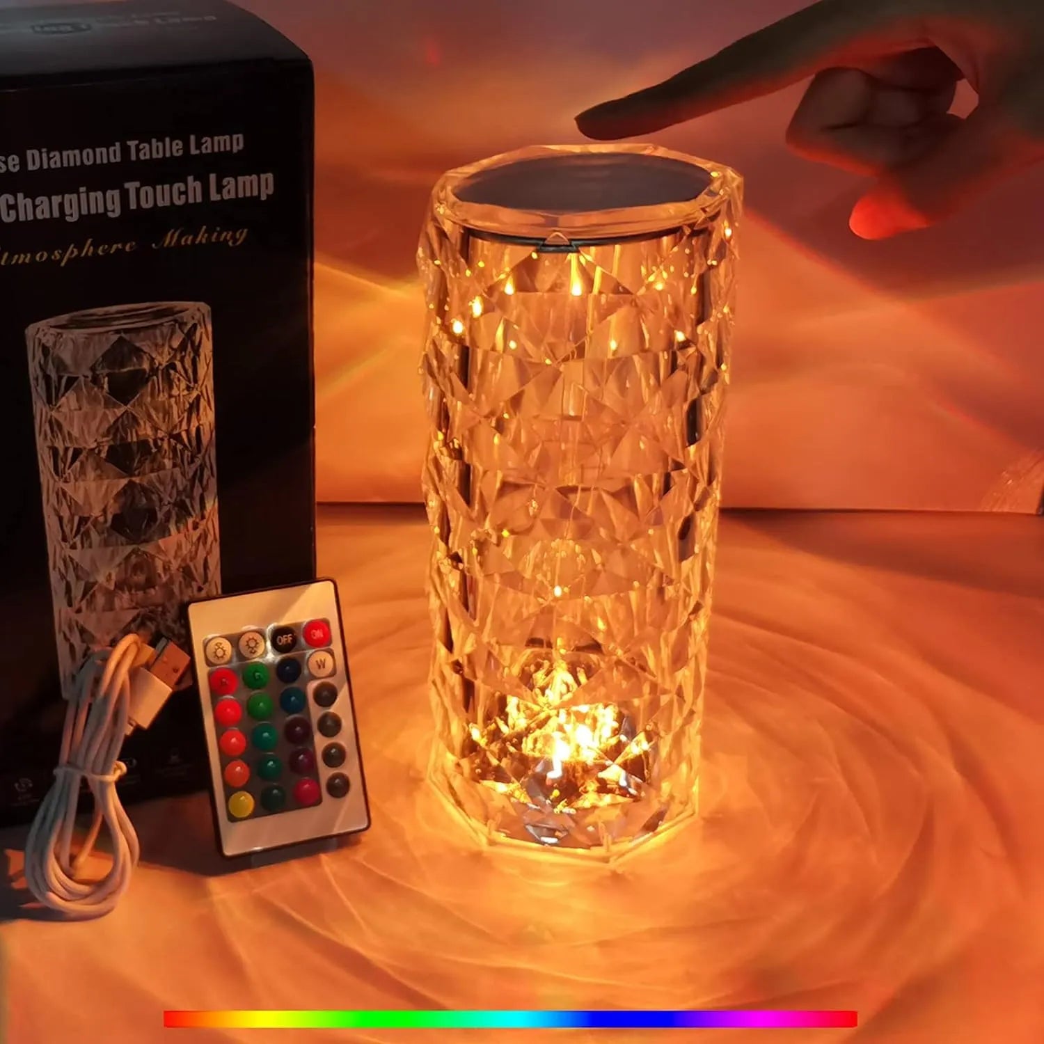 16 Colors Rose Rays Crystal Diamond Table Lamp