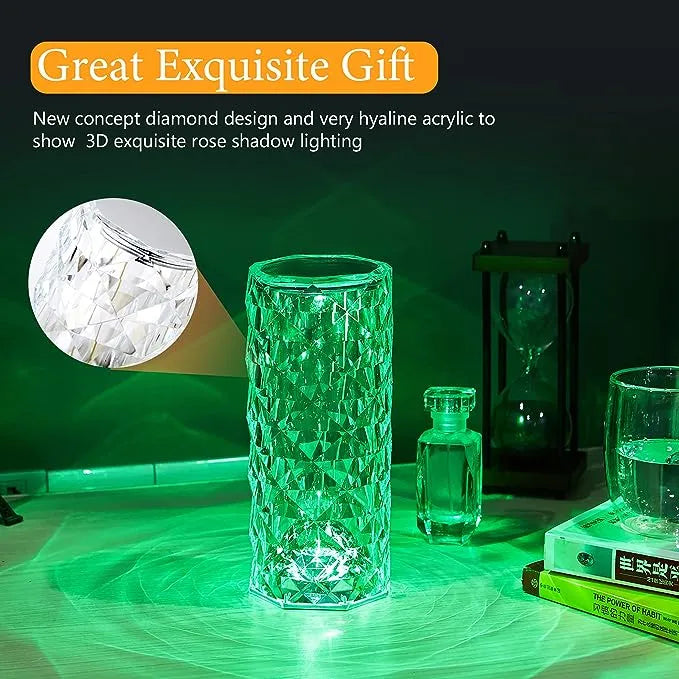 16 Colors Rose Rays Crystal Diamond Table Lamp